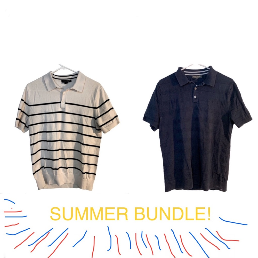 BUNDLE: (2) Banana Republic Supima Cotton Knit Polos, size M—Great Condition